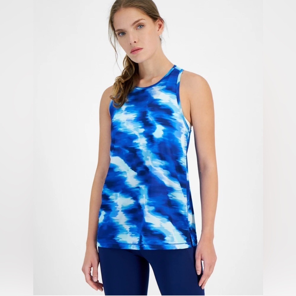 ID Ideology Women’s Shibori Wave Mesh Racerback Tank Top w/Shelf Bra NWT Size XS